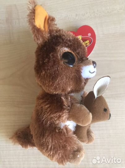 Мягкая игрушка Кенгуру с кенгуренком ABtoys, 15 см