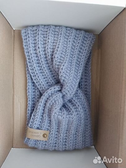 Повязка на голову и митенки