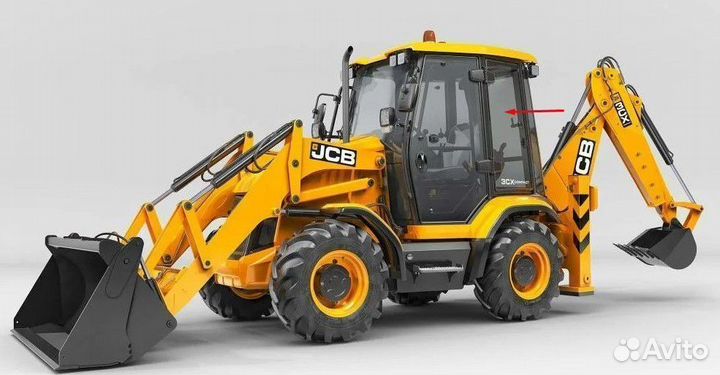 Стекло кузовное за дверью для погрузчика JCB 3CX