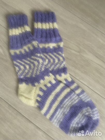 Носки вязаные шерстяные высокие. Ручная работа