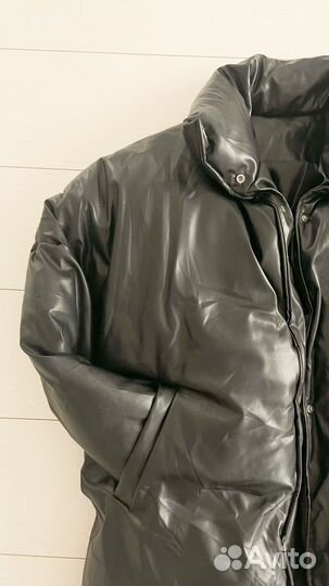 Пуховик эко кожа зимний женский