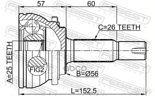 ШРУС наружный 25x56x26 toyota prius ZVW30 2009