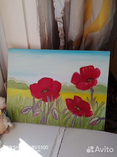 Картина маслом красные маки