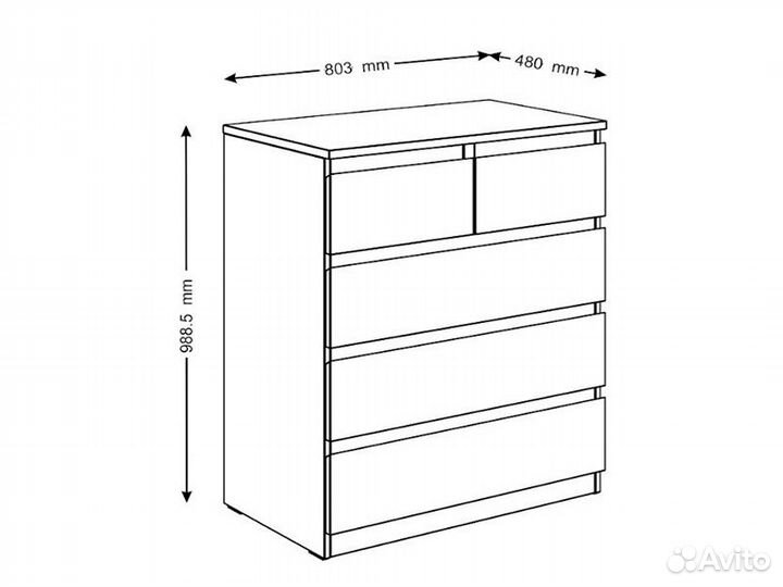 Мальта комод 3+2 ящика 80х99 Сонома