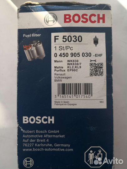 Топливный фильтр bosch 0450905030