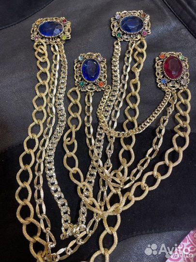 Брошь шатлен граненый люцит винтаж XXL Германия