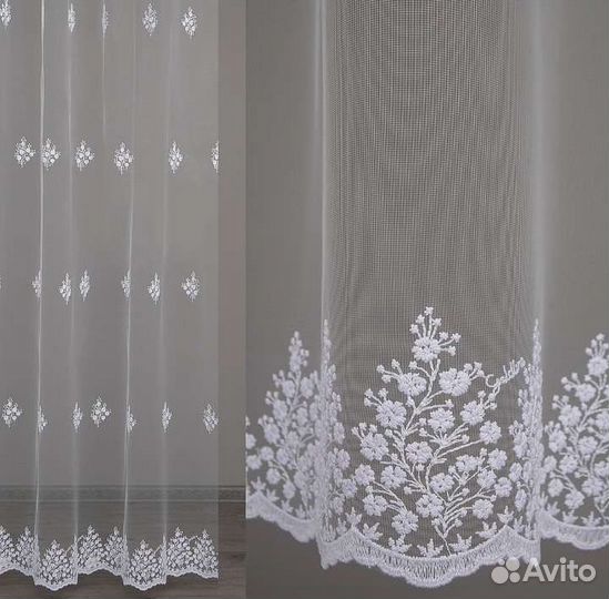 Тюль грек с вышивкой