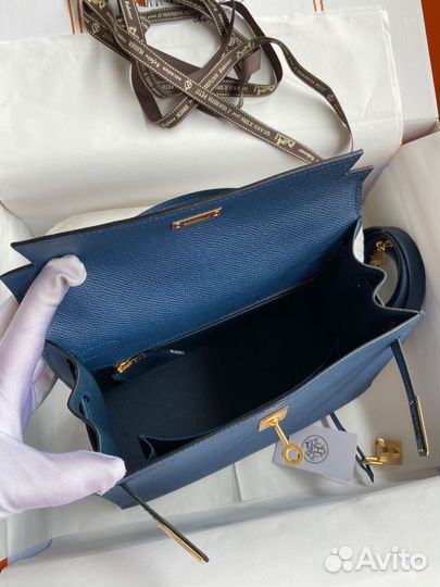 Сумка hermes kelly 25 GHW Deep Blue Epsom