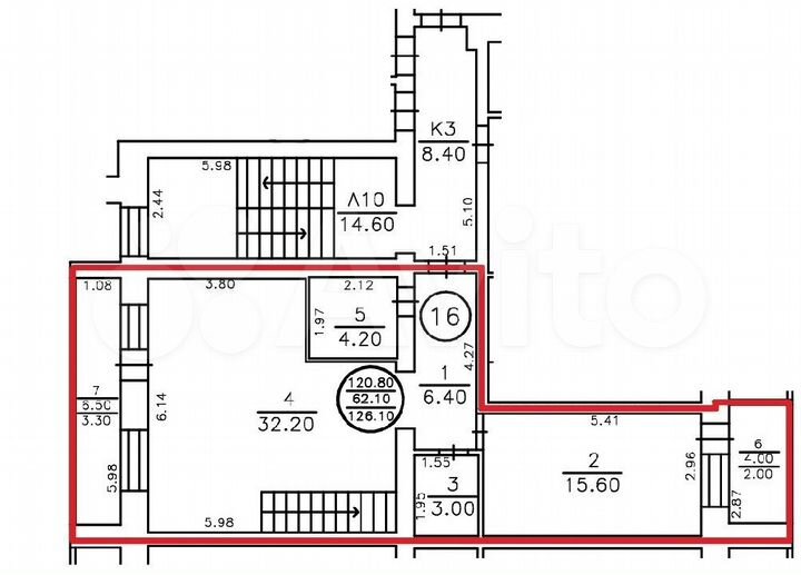 3-к. квартира, 126,1 м², 3/4 эт.