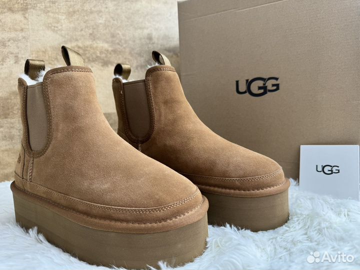 Ugg Neumel Platform Chelsea Chestnut New