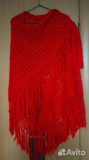 Новая Ажурная красная шаль ручной работы