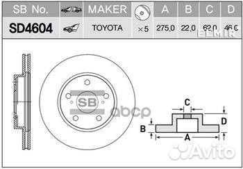 Диск тормозной, передний SD4604 Sangsin brake
