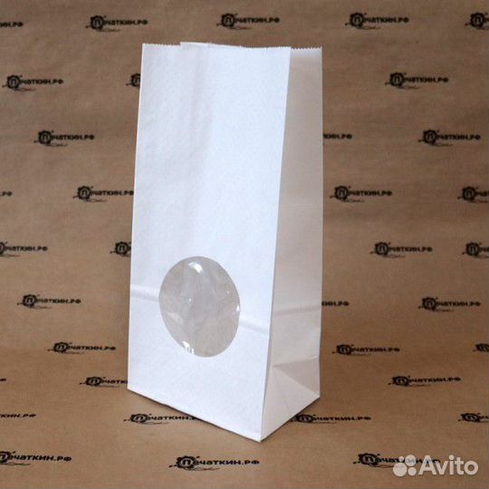 Белый крафт пакет с окном