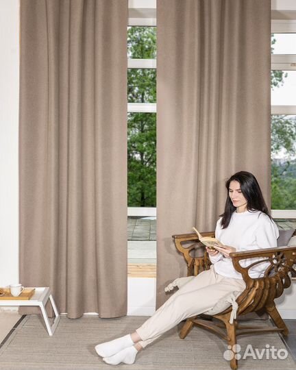 Комплект портьер блэкаут Массимо Песочный шторы