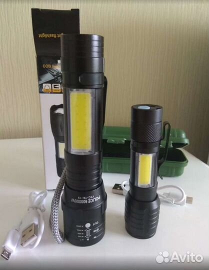 Новый фонарик диодный аккумуляторный с usb