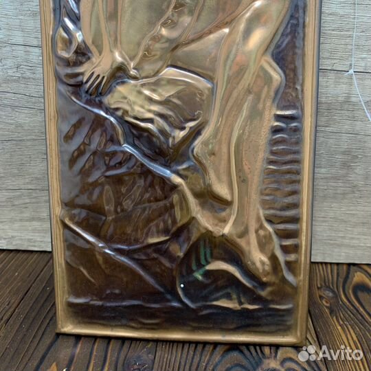 Советское Медное Панно Девушка Чеканка СССР Ретро