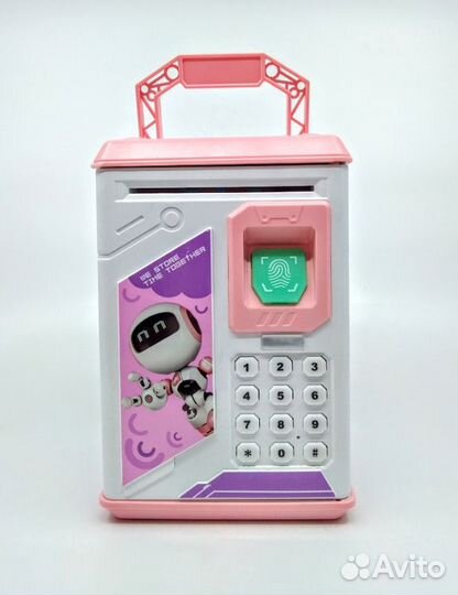 Детская копилка сейф робо розовый