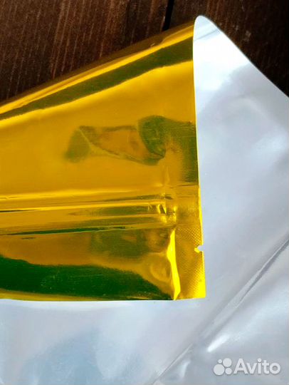 Пакет дой пак золотой с прозрачной стороной