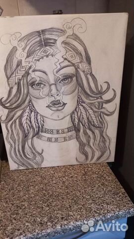 Картина на подрамнике карандашом
