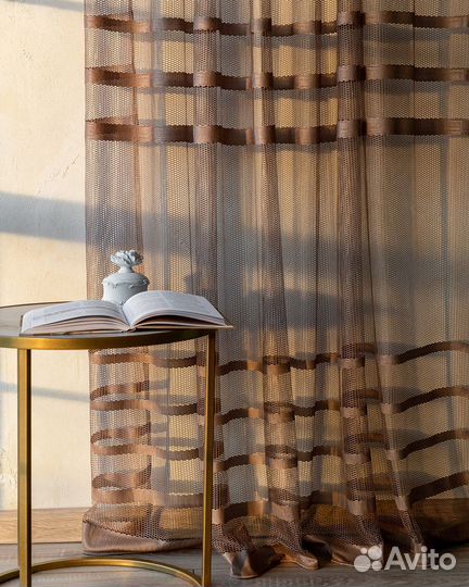 Тюль фрида капучино готовый на окна пошив