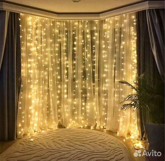 Гирлянда новогодняя занавеска штора