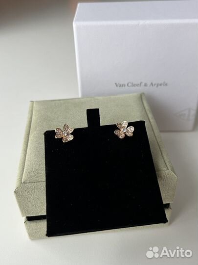 Серьги Van Cleef золотые Vintage Alhambra