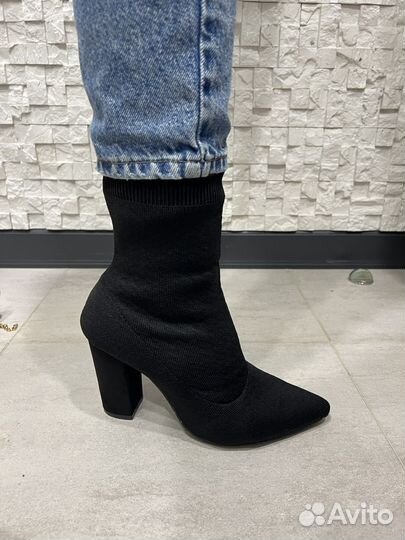 Ботильоны тканевые чулок