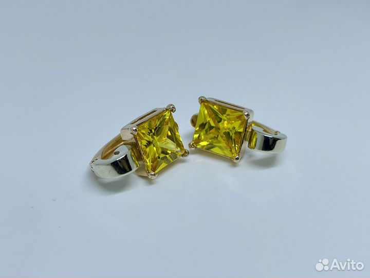 Золотые серьги с Цитрином