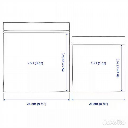 Зип - пакеты с клапаном IKEA istad 2,5/1,2л - 50шт