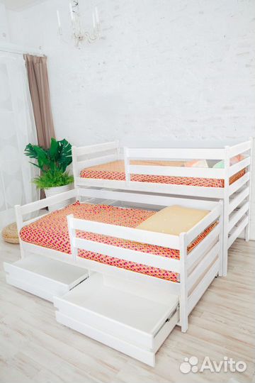 Кроватка с доп. местом берёза матрешка эко детская