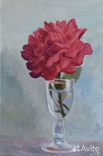 Цветок картина маслом роза