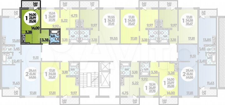 Квартира-студия, 25,1 м², 9/18 эт.
