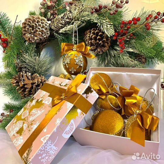 Новогодние шары ручной работы, набор 6 шт