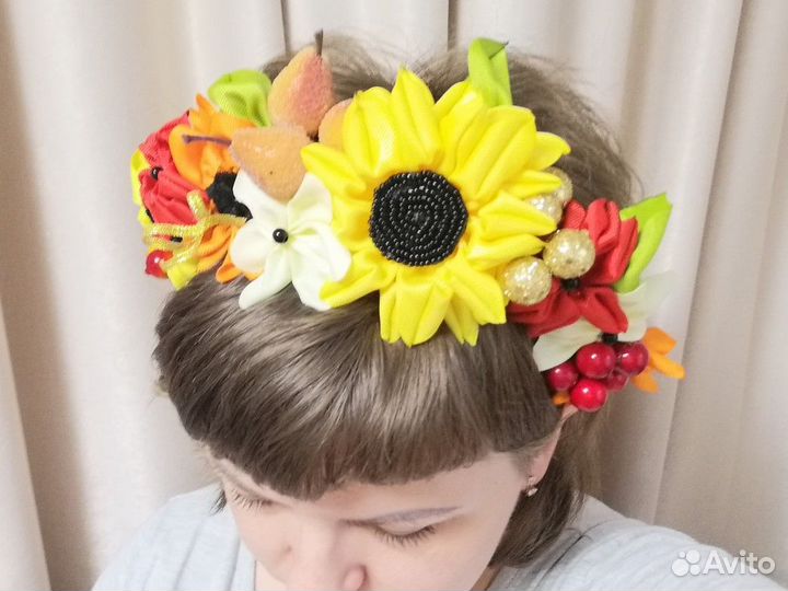 Осенний венок на голову. Ручная работа