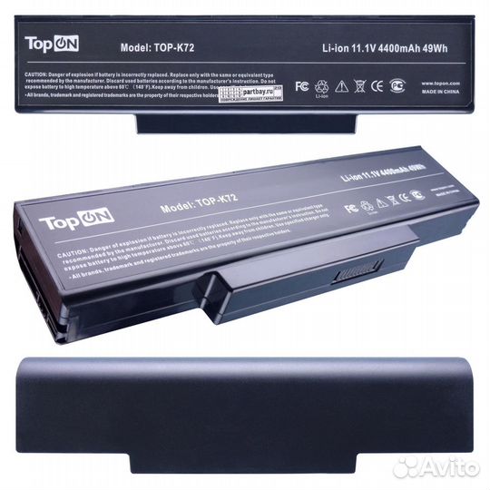 Аккумулятор TOP-K72 11.1V 4400mAh 49Wh для ноутбук