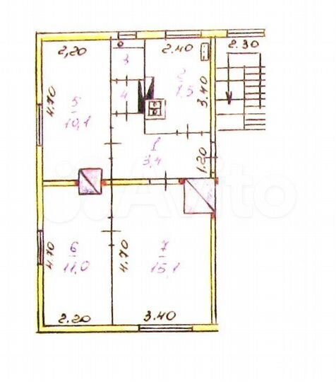 3-к. квартира, 49,9 м², 2/2 эт.