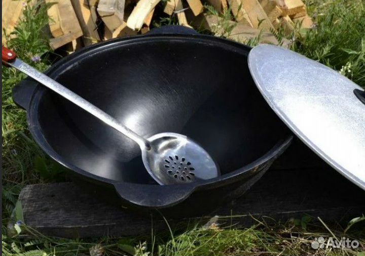 Казан чугунный узбекский плоское дно 12 литров
