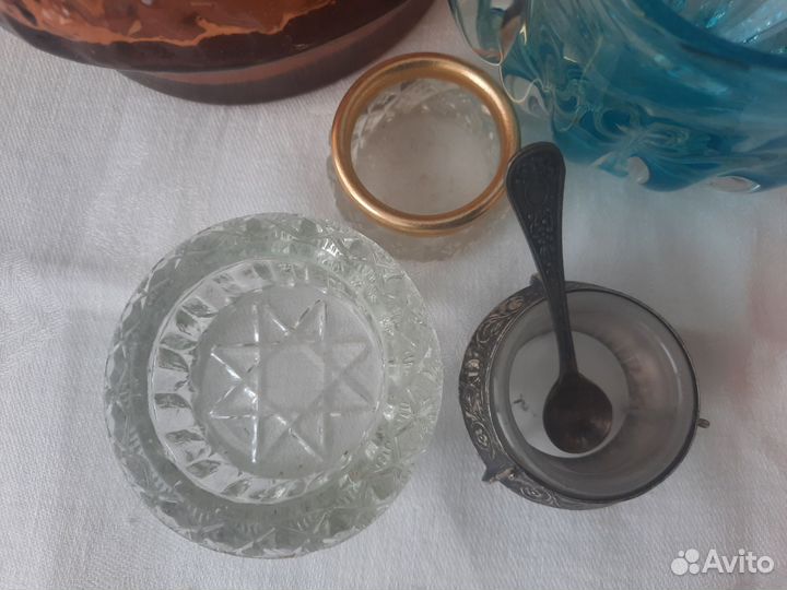 Конфетница, креманка, солонка цветное стекло СССР