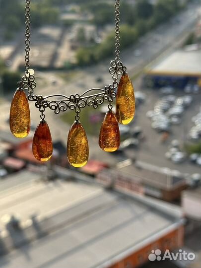 Колье, ожерелье янтарь. СССР. Бусы винтаж