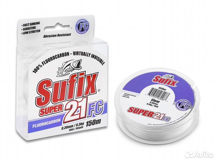 Sufix super 21 fluorocarbon 150м. 0.30мм. clear