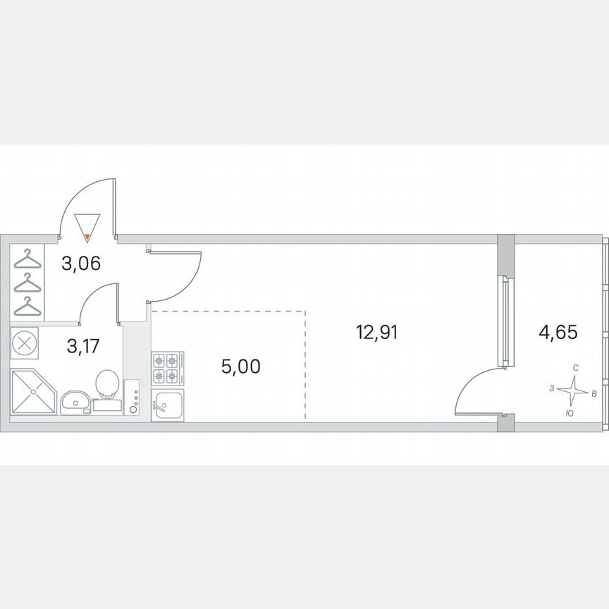Квартира-студия, 26,5 м², 3/4 эт.