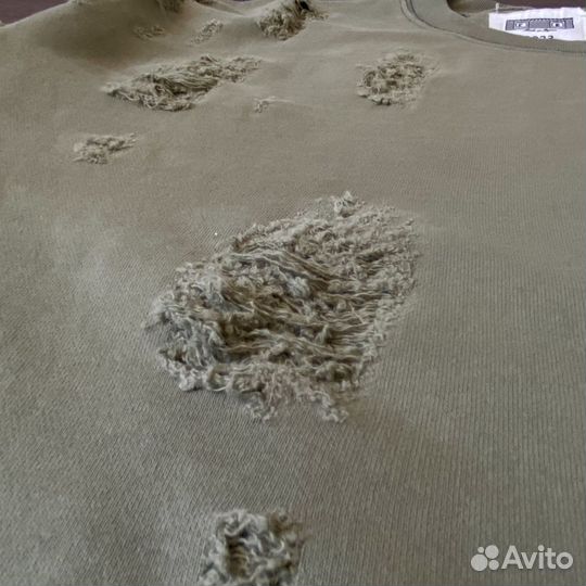 Свитшот Cav Empt зеленый рваный стильный