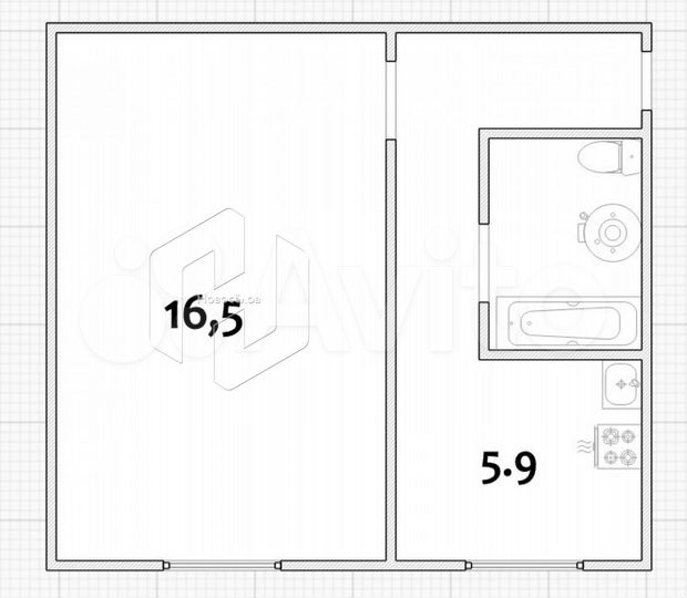 1-к. квартира, 32 м², 1/5 эт.