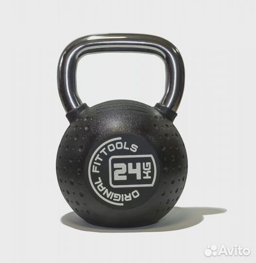 Гиря 24 кг с хромированной ручкой полиуретановая