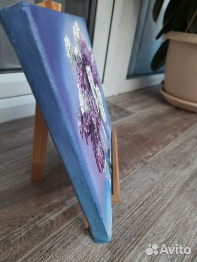 Картина масло холст натюрморт цветы сирень