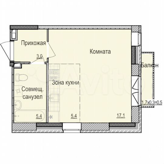 Квартира-студия, 30,9 м², 12/18 эт.