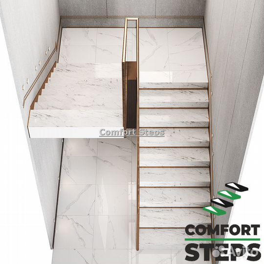 Лестница на металлокаркасе на второй этаж