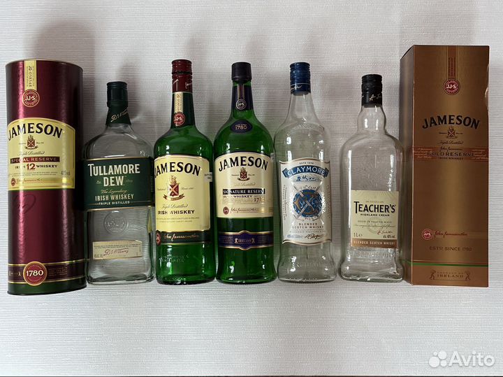 Бутылки и коробки пустые виски whiskey Jameson
