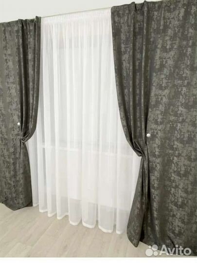 Шторы готовые 2шт,шторы мрамор,шторы и тюль