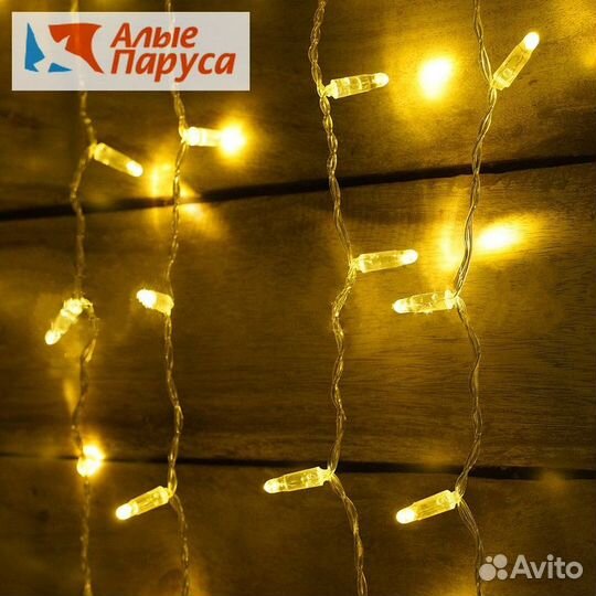 Гирлянда Занавес 2x1м/ теплый белый без мерцания